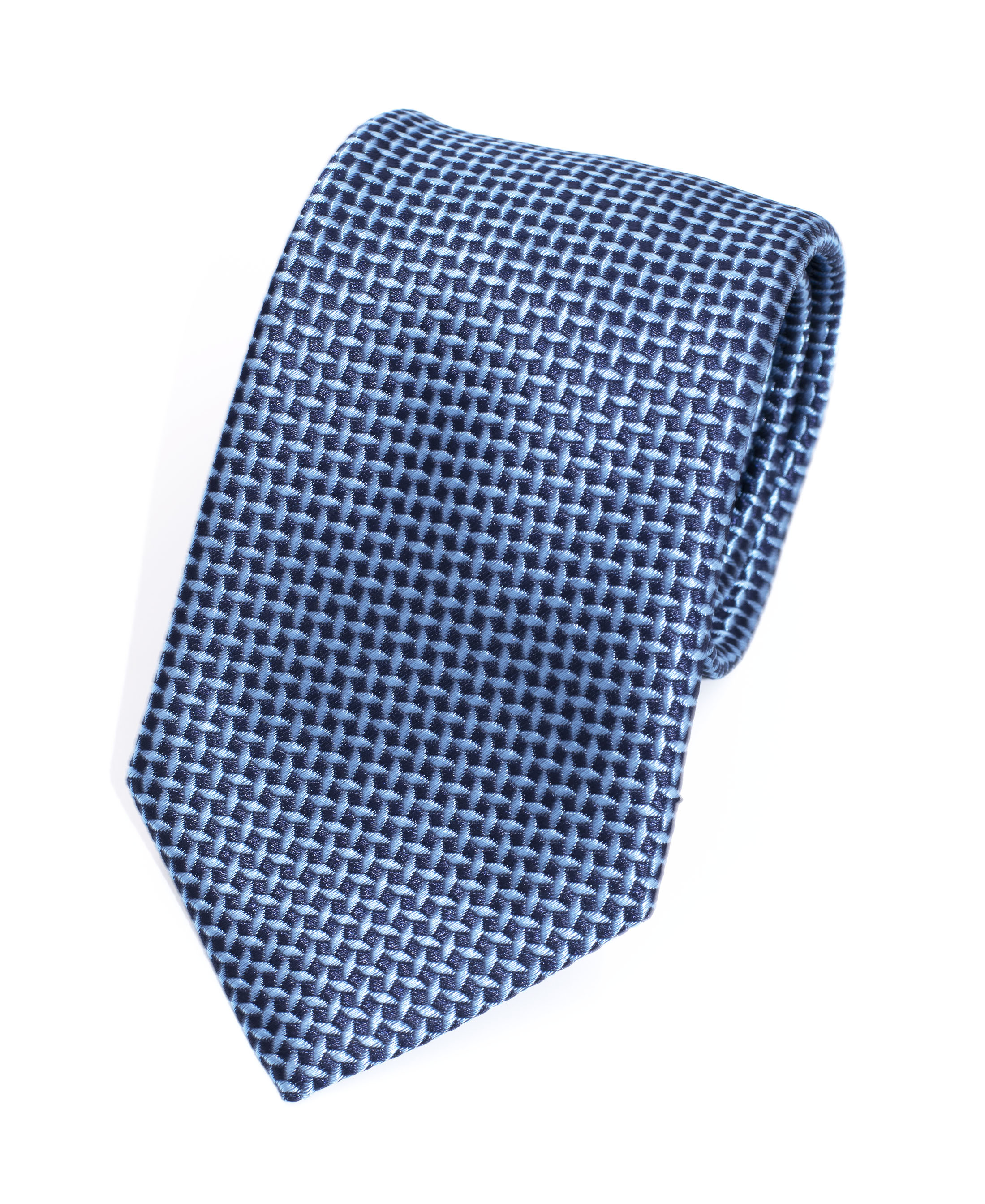 Hellblaue Krawatte mit dunkelblauem Muster – Polsino